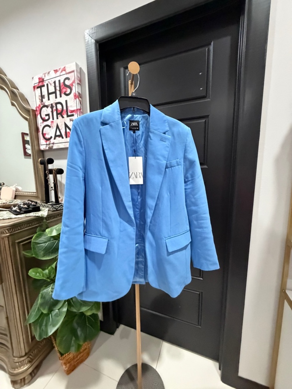 Zara Light Blue Single-Breasted Blazer - Picture 6 of 10